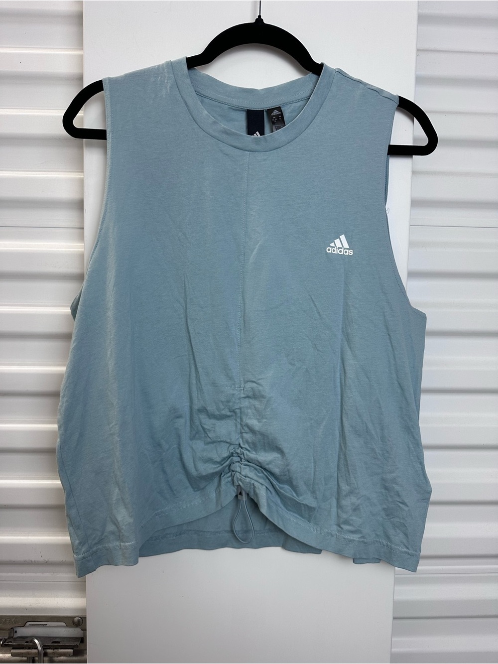 adidas Women's Dusty Blue Drawcord Muscle Tank
